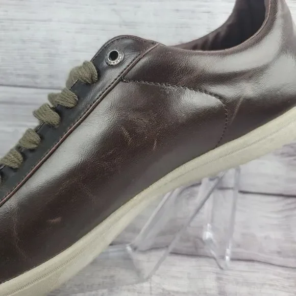 TRUE RELIGION-Men’s 10.5 Brown Leather Athletic Shoes Sneakers